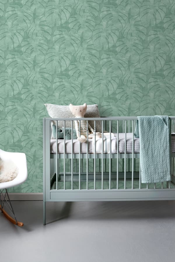 ESTAhome tapet monsterablad mintgrönt - 139003 - 0,53 x 10,05 m
