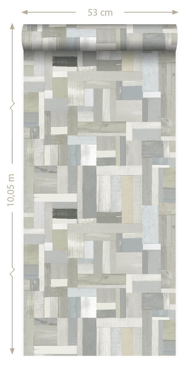 Origin Wallcoverings tapet træstumper plankemotiv beige 53 cm x 10,05 m
