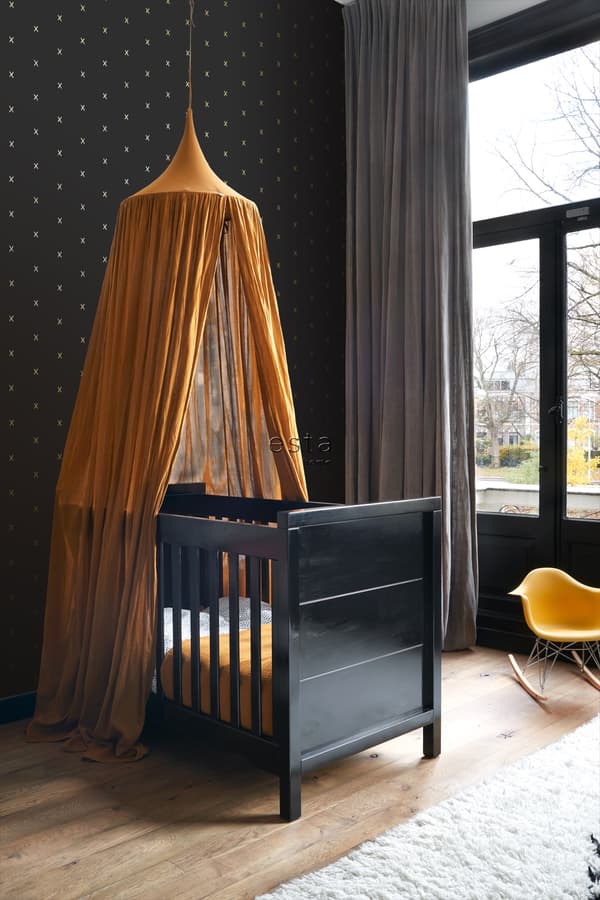 ESTAhome tapet grafiskt motiv svart och guld 0,53 x 10,05 m