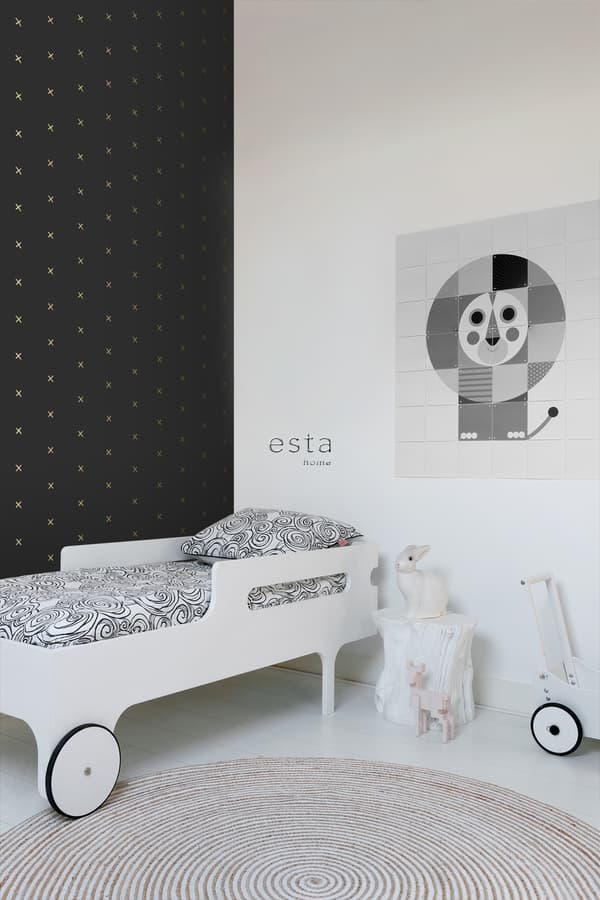 ESTAhome tapet grafiskt motiv svart och guld 0,53 x 10,05 m