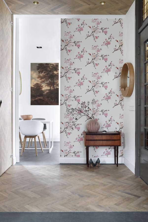 ESTAhome tapet kirsebærblomster beige og lyserødt 0,53 x 10,05 m