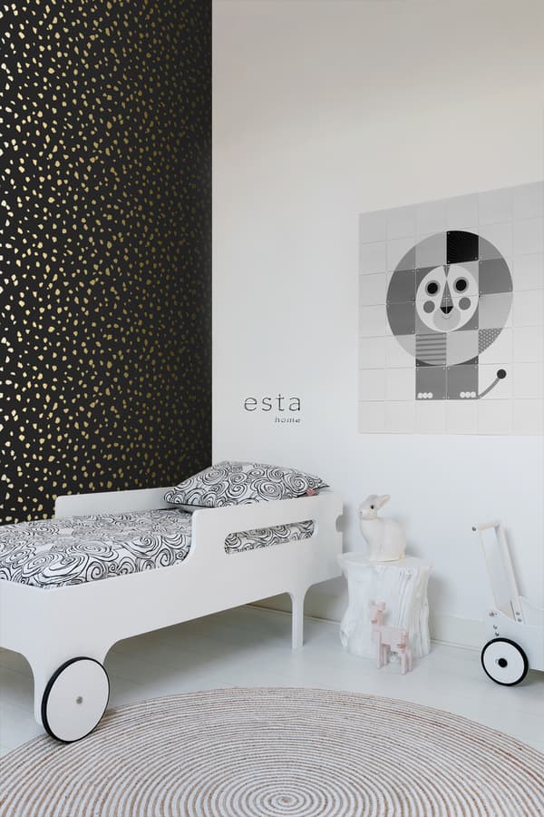 ESTAhome tapet terazzo sort og guld 0,53 x 10,05 m