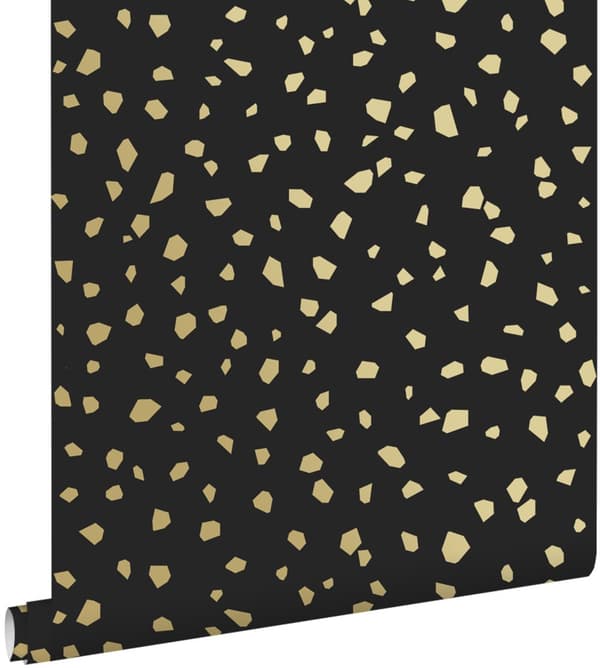 ESTAhome tapet terrazzo svart och guld 0,53 x 10,05 m