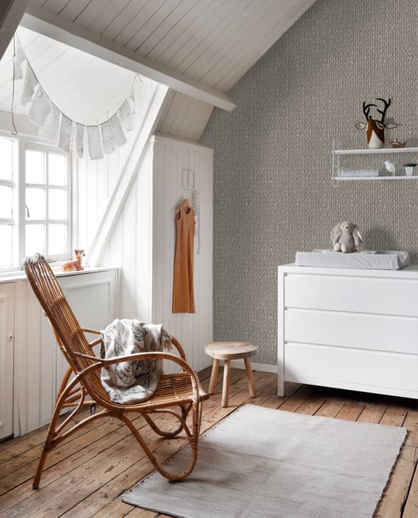 ESTAhome tapet vävd korg varmt grått 53 cm x 10,05 m