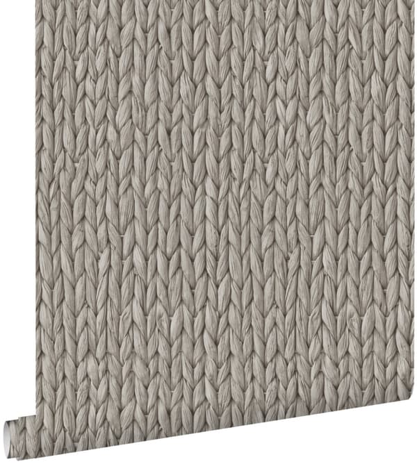 ESTAhome tapet vävd korg varmt grått 53 cm x 10,05 m