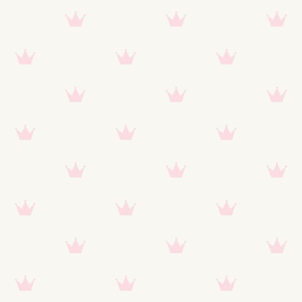 Origin Wallcoverings tapet små kronor glänsande vitt och rosa 0,53 x 10,05 m