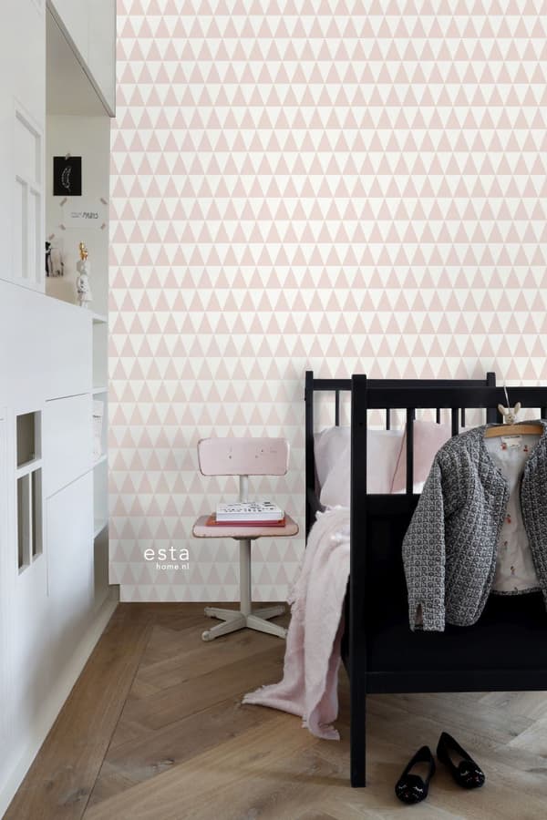 ESTAhome tapet grafiska geometriska trianglar persikofärgat 53 cm x 10,05 m