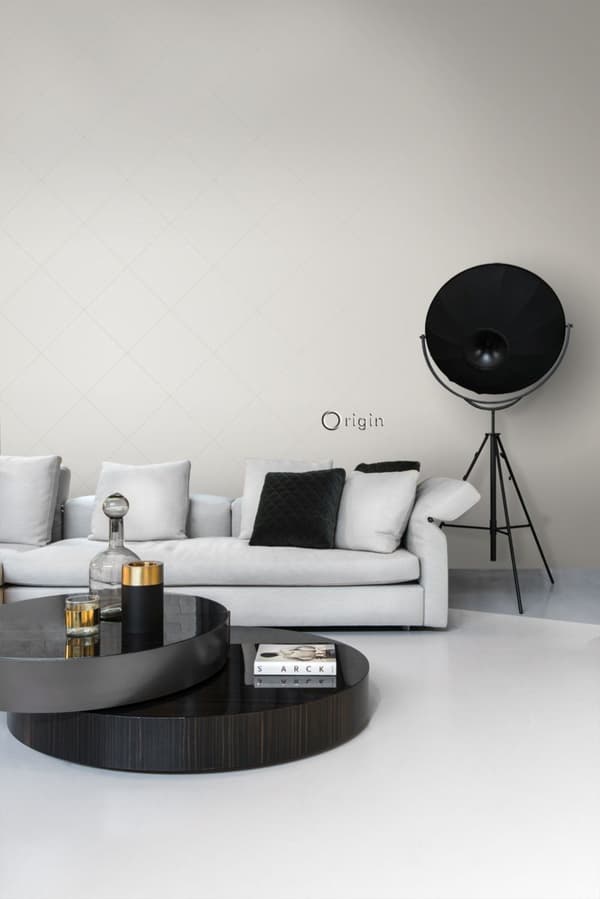 Origin Wallcoverings tapet grafiska linjer glänsande varmt grått 0,53 x 10,05 m