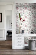 Miniatyrbild 5 av 8: Origin Wallcoverings tapet blommor benfärgat och ljusrosa och grönt 53 cm x 10,05 m