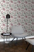 Miniatyrbild 7 av 8: Origin Wallcoverings tapet blommor benfärgat och ljusrosa och grönt 53 cm x 10,05 m