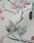 Miniatyrbild 8 av 8: Origin Wallcoverings tapet blommor benfärgat och ljusrosa och grönt 53 cm x 10,05 m