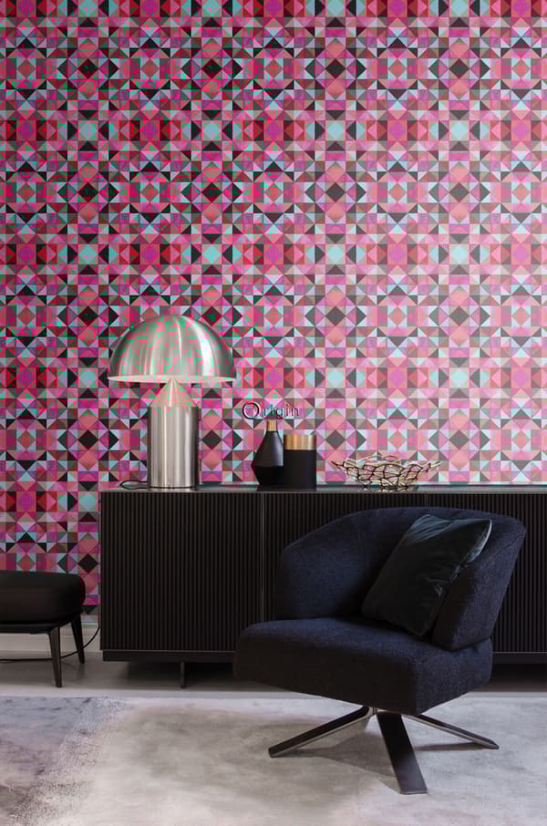 Origin Wallcoverings tapet kubism rött och blått 53 cm x 10,05 m