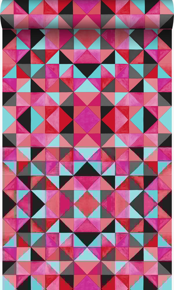 Origin Wallcoverings tapet kubism rött och blått 53 cm x 10,05 m