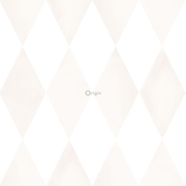 Origin Wallcoverings tapet rombmotiv ljust krämfärgat och matt vitt 53 cm x 10,05 m
