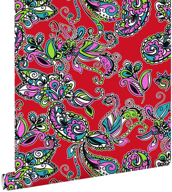 ESTAhome tapet funky blomster og paisleys mangefarvet 53 cm x 10,05 m
