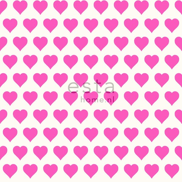 ESTAhome tapet hjärtan rosa och vitt 53 cm x 10,05 m
