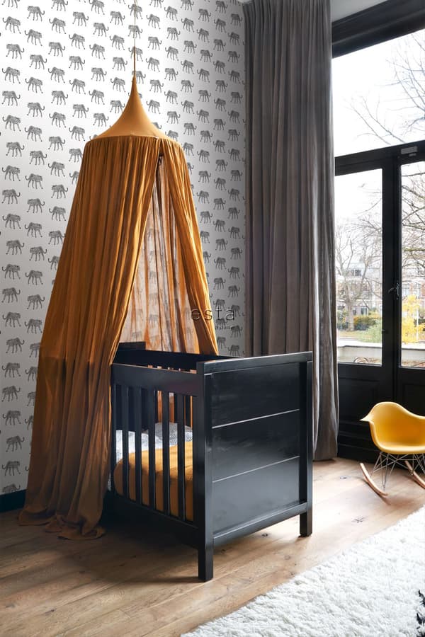 ESTAhome tapet pantere sort og hvidt 0,53 x 10,05 m