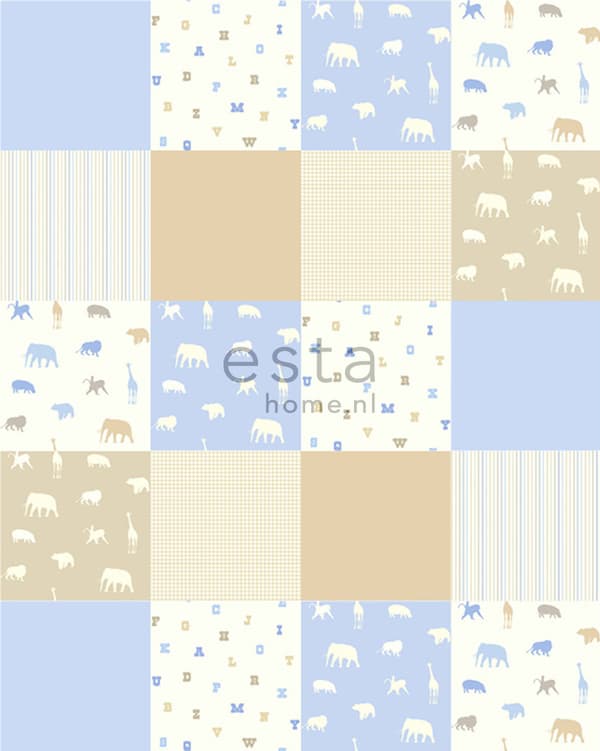 ESTAhome colourwallXL-tapet dyr babyblåt 20 behangtegels van 53 x 53 cm