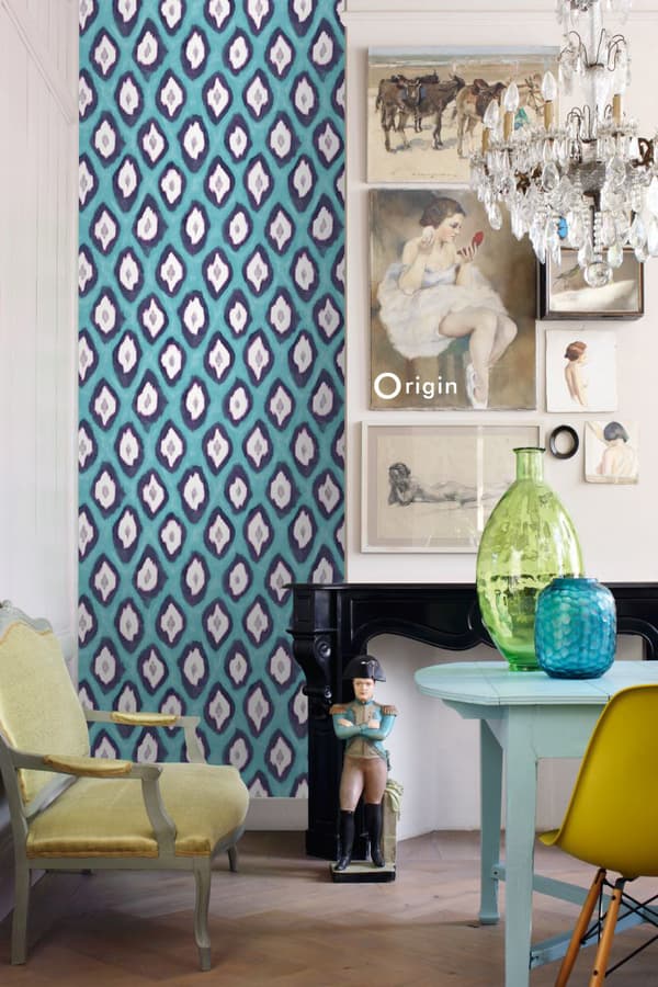Origin Wallcoverings tapet Ikat turkost 53 cm x 10,05 m