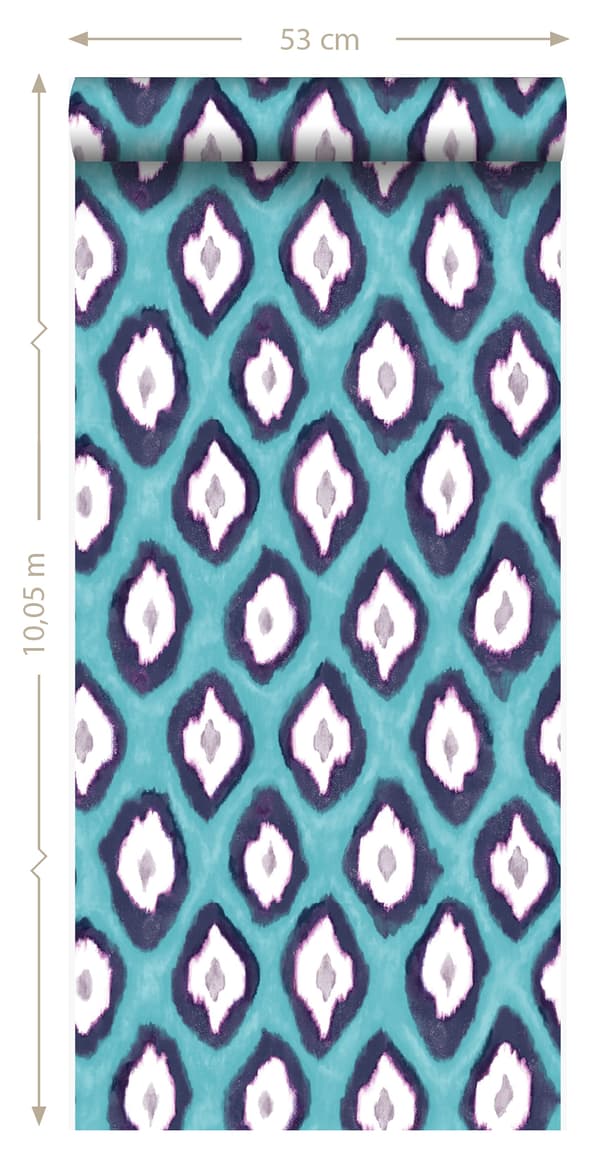 Origin Wallcoverings tapet Ikat turkost 53 cm x 10,05 m