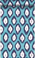 Miniatyrbild 1 av 8: Origin Wallcoverings tapet Ikat turkost 53 cm x 10,05 m