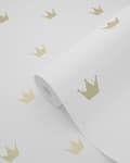 Miniatyrbild 6 av 7: Origin Wallcoverings tapet små kronor matt vitt och guld 0,53 x 10,05 m