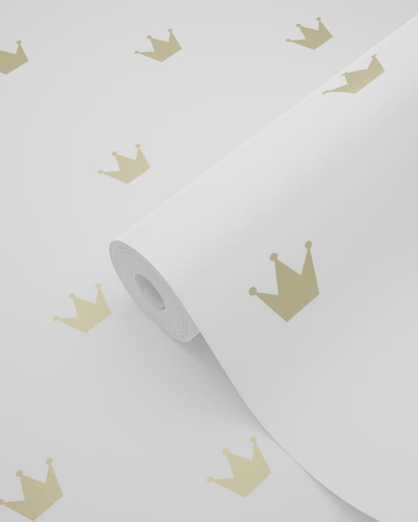 Origin Wallcoverings tapet små kronor matt vitt och guld 0,53 x 10,05 m