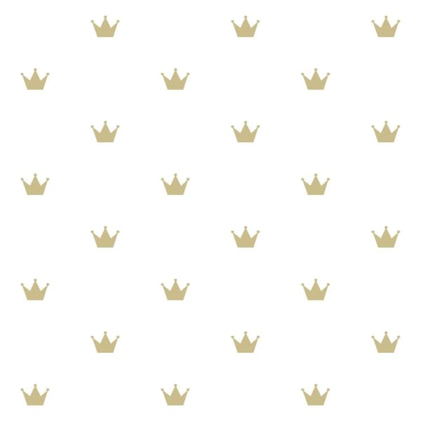 Origin Wallcoverings tapet små kronor matt vitt och guld 0,53 x 10,05 m