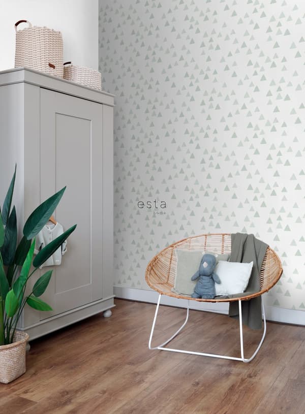 ESTAhome tapet grafiska trianglar mintgrönt 0,53 x 10,05 m