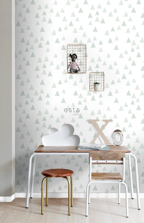 ESTAhome tapet grafiske trekanter mintgrønt 0,53 x 10,05 m