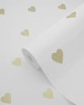 Miniatyrbillede 6 af 7: Origin Wallcoverings tapet små hjerter hvidt og guld 0,53 x 10,05 m