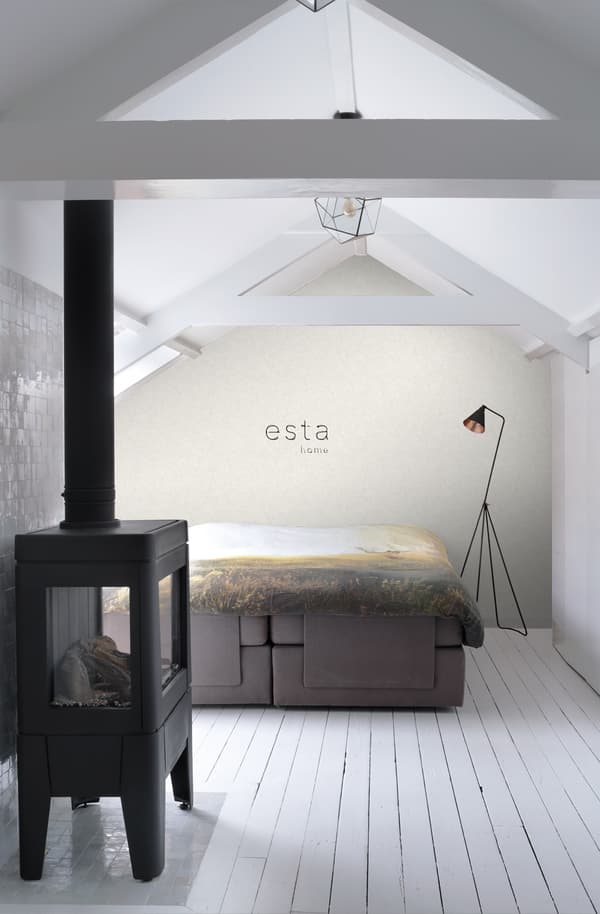 ESTAhome tapet ensfarvet beton-look off-hvidt - 138228 - 53 cm x 10,05 m
