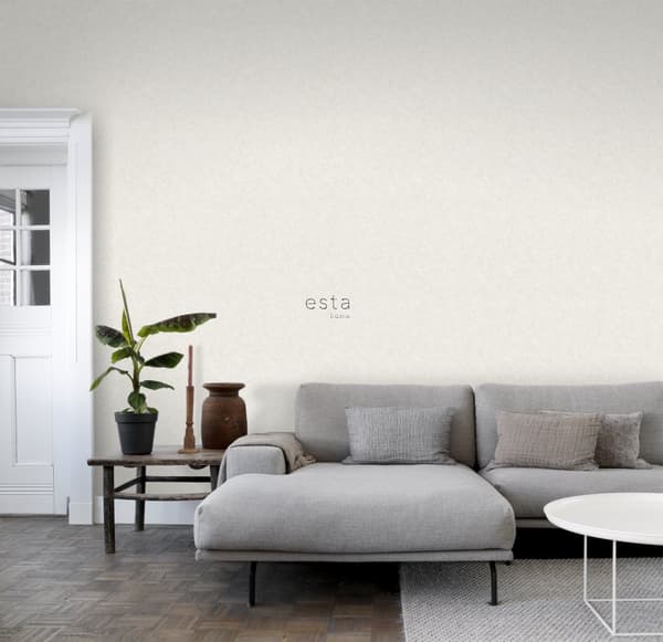 ESTAhome tapet ensfarvet beton-look off-hvidt - 138228 - 53 cm x 10,05 m