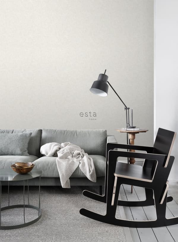 ESTAhome tapet ensfarvet beton-look off-hvidt - 138228 - 53 cm x 10,05 m