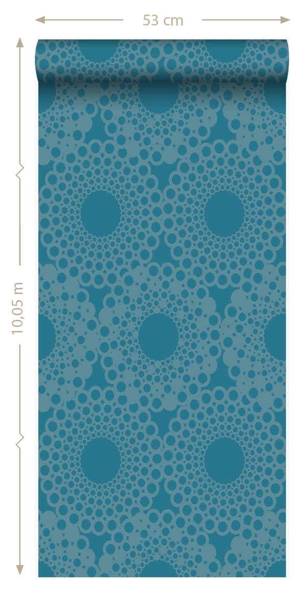 Origin Wallcoverings tapet grafisk form bensinblått 53 cm x 10,05 m