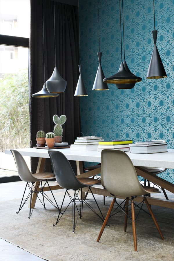 Origin Wallcoverings tapet grafisk form bensinblått 53 cm x 10,05 m