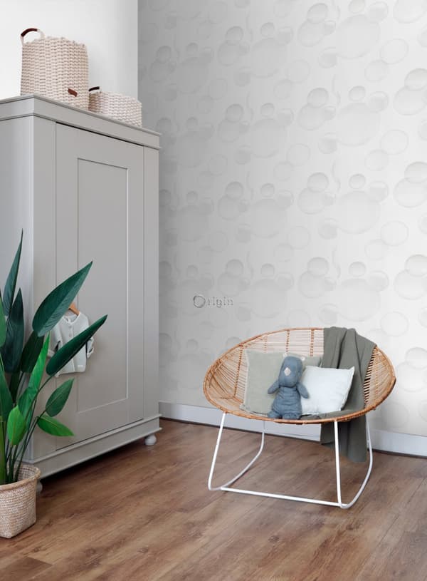 Origin Wallcoverings tapet flytande bubblor varm ljusgrått - 337215 - 53 cm x 10,05 m