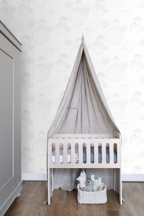 Origin Wallcoverings tapet flytande bubblor varm ljusgrått - 337215 - 53 cm x 10,05 m