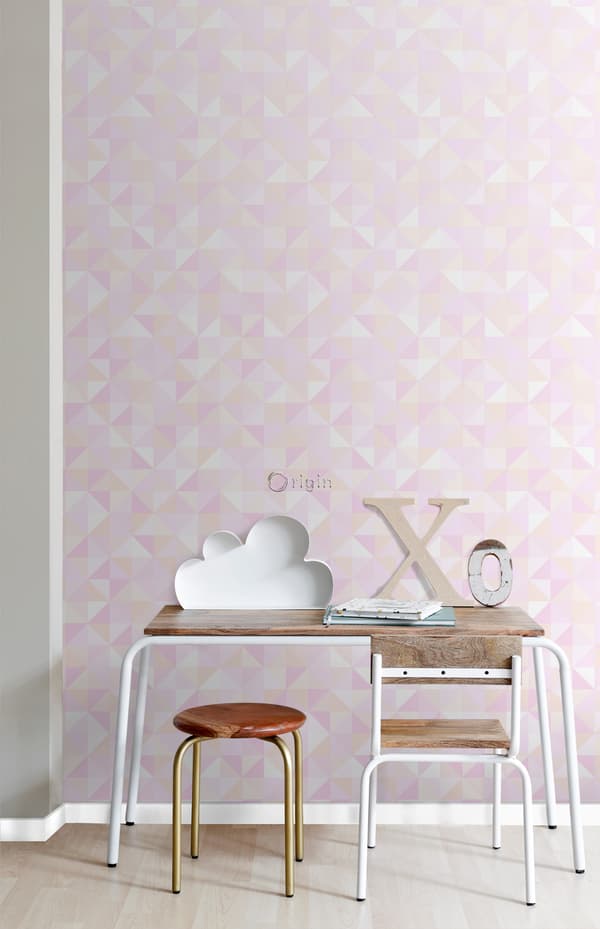 Origin Wallcoverings tapet trekanter lyst pastelrosa og ferskenfarvet 53 cm x 10,05 m