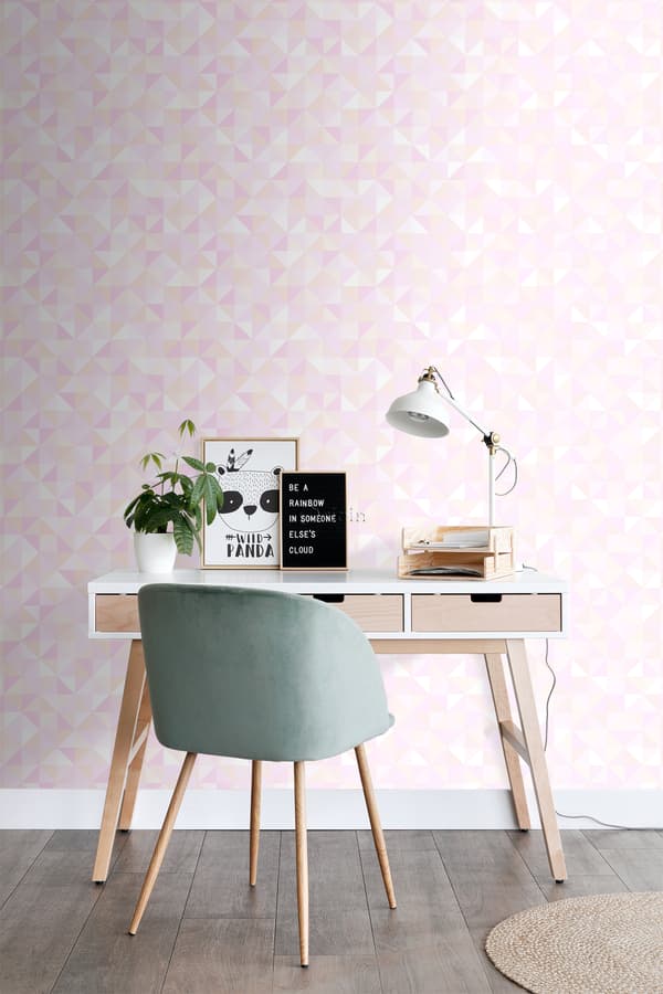 Origin Wallcoverings tapet trekanter lyst pastelrosa og ferskenfarvet 53 cm x 10,05 m