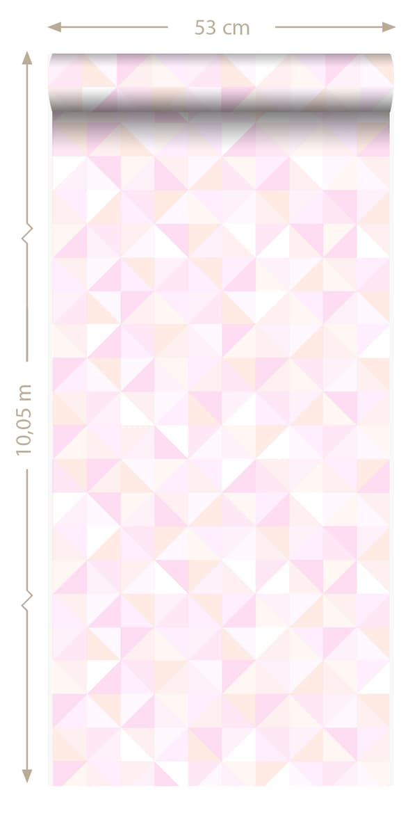 Origin Wallcoverings tapet trekanter lyst pastelrosa og ferskenfarvet 53 cm x 10,05 m