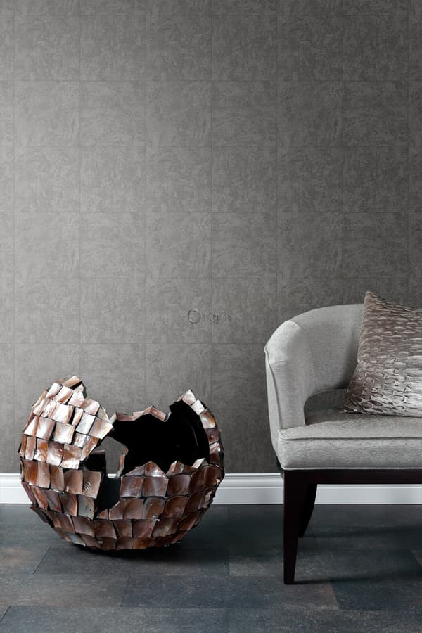 Origin Wallcoverings tapet sten mörkt mullvadsgrått 53 cm x 10,05 m
