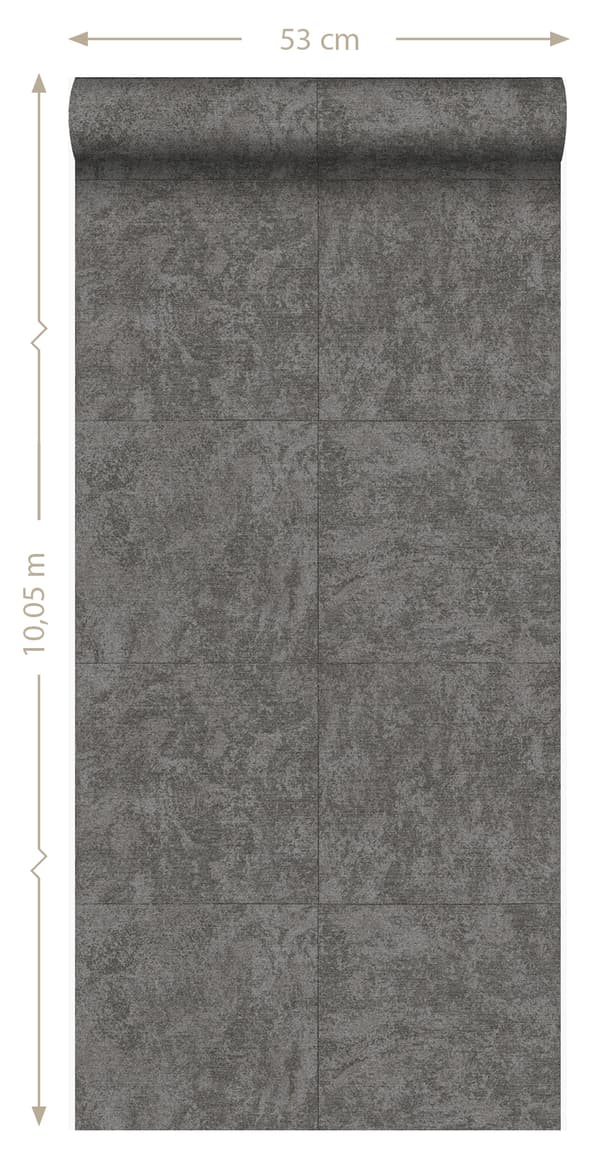 Origin Wallcoverings tapet sten mörkt mullvadsgrått 53 cm x 10,05 m