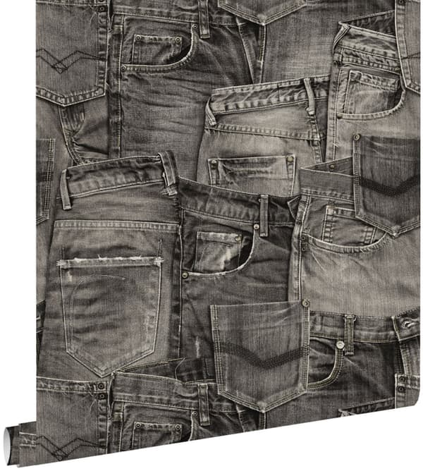 ESTAhome tapet jeansstof sort 53 cm x 10,05 m