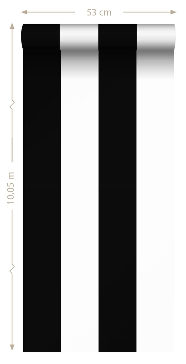 Sanders & Sanders tapet brede striber sort og hvidt - 935221 - 53 cm x 10,05 m
