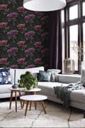 Miniatyrbild 8 av 8: ESTAhome tapet hortensior svart och aubergine 53 cm x 10,05 m