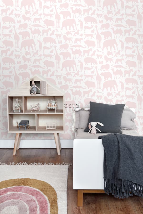 ESTAhome tapet dyr skinnende lyserødt 0,53 x 10,05 m
