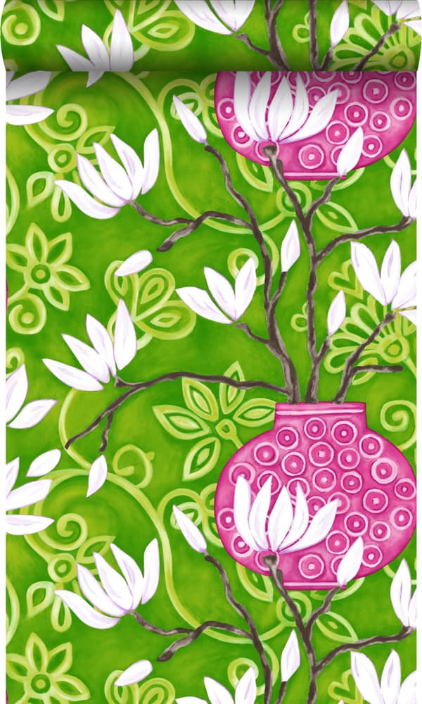 Origin Wallcoverings tapet magnolia grönt och rosa 53 cm x 10,05 m