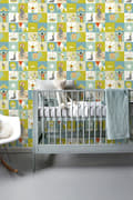 Miniatyrbillede 2 af 5: ESTAhome tapet cirkus orange, mintgrønt og olivengrønt - 128704 - 53 cm x 10,05 m