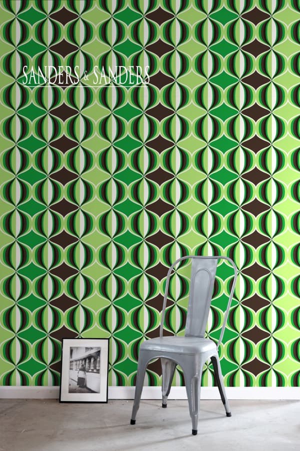 Sanders & Sanders tapet retromotiv grönt - 935230 - 53 cm x 10,05 m